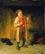 August Jernberg The New Pipe oil painting